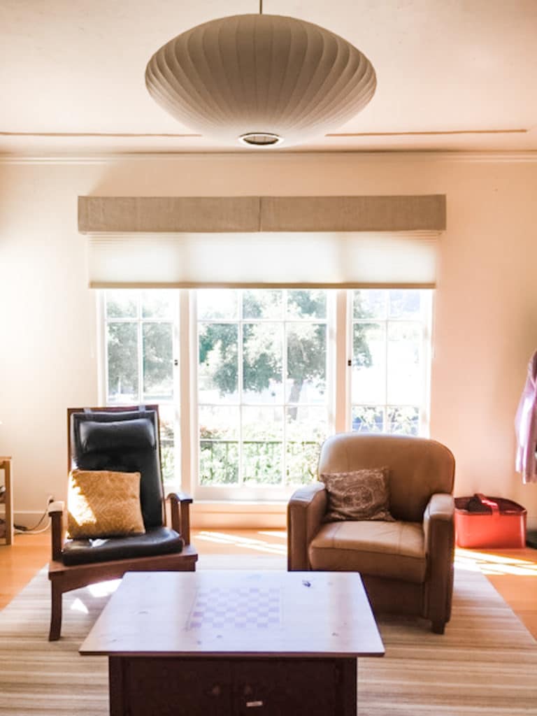 Simple fabric valance adds drama to honeycomb shades