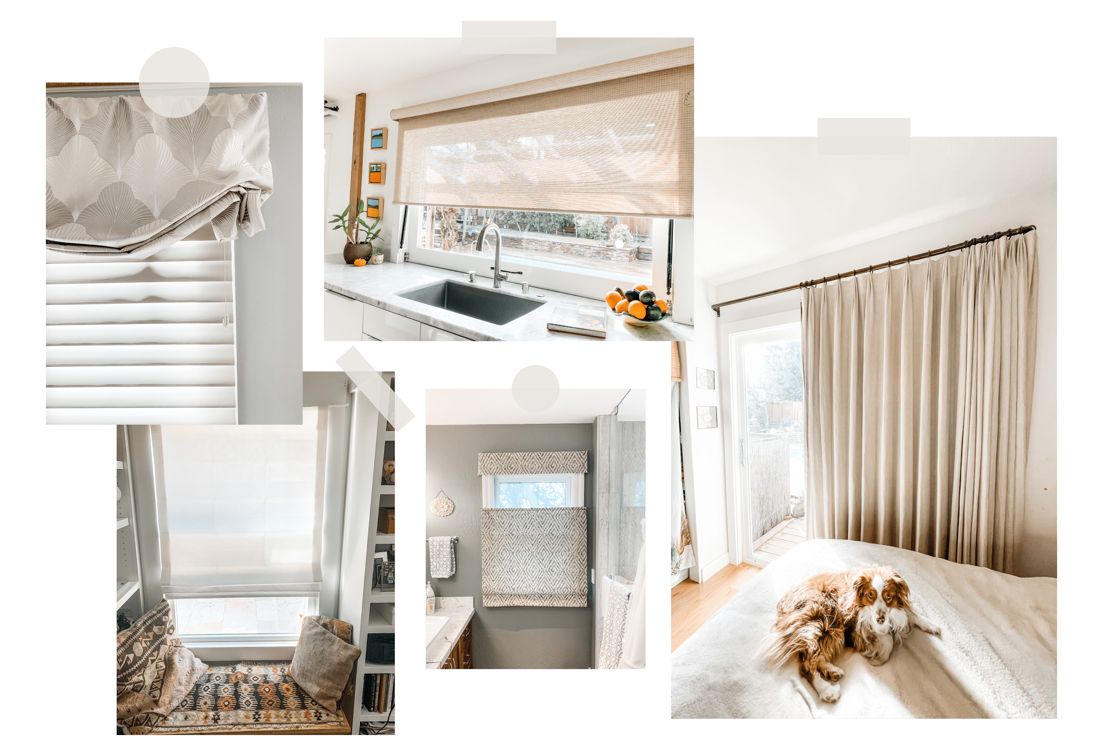 Moodboard with pictures of curtains and blinds